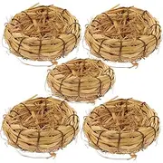 PartyKindom 5pcs Handmade Bird Nests for Crafts Natural Grass Decorative Nesting Boxes for Birds for Weddings Patios Yards and Garden Decor