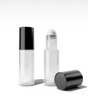 1oz. Glass Roll On Bottles With Black Lids