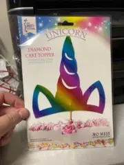 Party By Forum Unicorn Rainbow Diamond Cake Topper (1) Party Supply New!!!!
