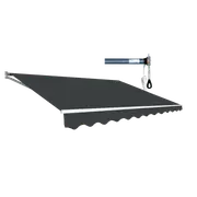 Motorised Outdoor Folding Arm Awning Retractable Sunshade Canopy Grey 5.0m x 3.0m