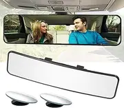 Kitbest Rear View Mirror, Universal Interior Clip On Panoramic Rearview Mirror to Reduce Blind Spot Effectively – Wide Angle Convex For Cars, SUV, Trucks (Bonus 2 PCS Mirrors)