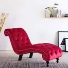 Chaise Lounge Red Velvet Accent Lounger Chair Bedroom Single Sofa Couch