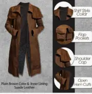 A7 Vegas Fallout NCR Veteran Ranger Armor Duster Suede Leather Trench Coat