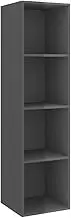 Wall-Mounted TV Unit | Engineered Wood TV Cabinet | High Gloss Grey Finish | Space-Saving Design 37x37x142.5cm | Modern Living Room Storage Solution