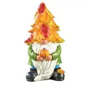 Solar Powered Fall Gnome with Pumpkin Garden Statue