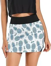 [Joisal] Daisies Hearts Chamomile Flowers High Waisted Tennis Skirt with Pockets Skirts, Womens Tennis Shorts