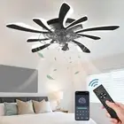 Dimmable Ceiling Fan with Light and Remote Control, 31" Small Flush Mounted C...