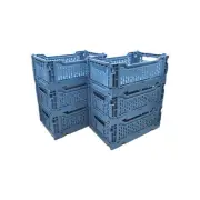 6 Top Notch Collapsible Crates 10.6 x 6.7 x 4.13" Blue Small Storage Containers