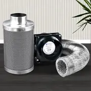 6" Green Fingers Ventilation Kit Fan Hydroponics Grow Tent Kit Carbon Filter Duct