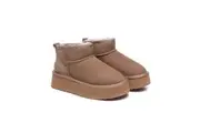 AUSTRALIAN SHEPHERD UGG Boots Sheepskin Wool Classic Ankle Ultra Mini Platform Brown