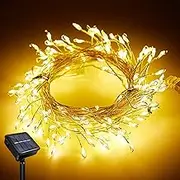 JIMACRO LED Solar String Light, 6M 200LEDs Solar Firecracker Light, 8 Modes Waterproof Copper Wire Mini Cluster Chain Firecrackers Fairy String Light for Walkway Yard Garden Pathway Lawn Patio