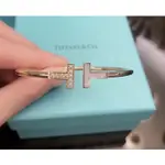 BG二手-頤寳正品/二手TIFFANY & CO.蒂芙尼 T 系列 線圈手鐲 18K 玫瑰金鑽石 白母貝手環 首飾 GR