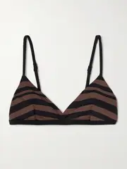 [Matteau] Matteau - The Crop Striped Recycled Triangle Bikini Top - Brown - 1 1 Brown