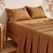 Serene 400TC Bamboo Cotton Sateen Sheet Set Rust - King Single Bed