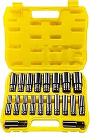Long Socket Set | 8-32MM Heavy Duty Socket Set,20X Driver Adapter Extractor Tool 1/2 Inch For Automotive Repair Maintenance Industrial