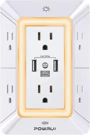 Multi Plug Outlet Surge Protector - 6 Outlet Extender with 3 USB Ports