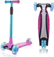 3 Wheel Scooter for Kids Ages 6-12,Kids Scooter with Light Up Wheels, Sturdy Deck Design, and 4 Height Adjustable Suitable for Kids Ages 3-12