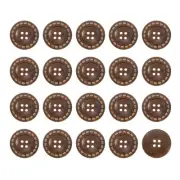 50Pcs Wooden Buttons, 30mm 4 Hole Round Wood Sewing Button, Dark Brown