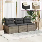 Garden Sofas Armless with Cushions Couch Settee Bedroom 2 pcs Poly Rattan vidaXL