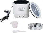JISADER 1L Electric Rice Cooker Multipurpose Lunch Box Cooking Machine Meal Warmer Steamer Soup Pot for Travel RV Car, 12V