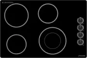 30 Inch Electric Cooktop, 4 Burners Knob Control Built-In Ceramic Cooktop, 30" R