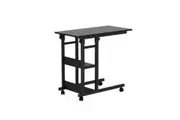 YES4HOMES Side Table with Storage Shelves, Height Adjustable Sofa Couch Coffee End Table Bedside Table Laptop Desk with Wheels