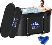 XL Ice Bath Tub for Athletes, 110 Gal Large Oval Cold Plunge Tub With 2 Foldable Mold & Cover for Recovery and Cold Water Therapy, Multiple Layered Portable Foldable Plunge for Home, Gym