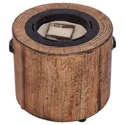 Eco Fuego Wood Coloured Finish Wax Candle Outdoor Garden Fire Pit Low Smoke