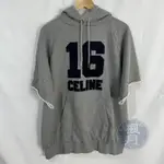 BRAND楓月 CELINE 思琳 灰短袖帽T #S 精品女裝 時尚流行 穿搭 連帽T恤 休閒