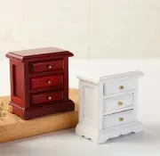 Doll House Accessories 1:12th Miniature - 1 Brown Bedside Table (3 Draws)