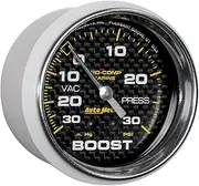 AutoMeter Auto Meter 200775-40 Gauge, Vac/Boost, 2 5/8", 30Inhg-30Psi, Mechanical, Marine Carbon Fiber