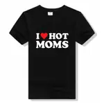 上衣 T 恤 I LOVE HOT MOMS T 恤搞笑 RED HEART LOVE MOMS T 恤 I LOVE