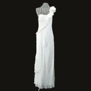 Gorgeous one shoulder fit and flare slimming silk chiffon white wedding dress
