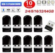 10 Pack Mini USB 2.0 Flash Drive Memory Stick 64GB 32GB 16GB 8GB 2GB Thumb Drive