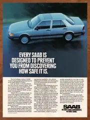 1992 Saab 9000 CD Turbo Vintage Print Ad/Poster Retro Car Man Cave Wall Art 90s