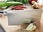 Cleaver Knife Stainless Steel Wood Handle Butcher Chef Slicing Beef Cut Nakiri L