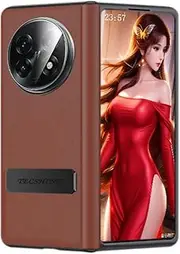 Cellphone Case for Oppo Find N5, Find N 5 Hinged Protective Cover, Bracket, Mobile Phone Shell, Support Frame, Leather Holster -Red