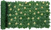 Artificial Ivy Privacy Fence | 1x3m Outdoor Expandable Privacy Fence Screen - Fake Hedge with 96 Sunflowers, Grass Panels Greenery Gate Covering for Dogs Animal Yard