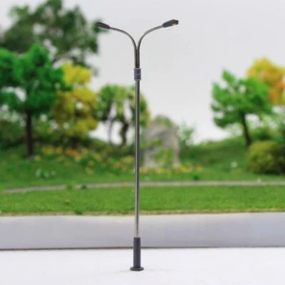 Street Train Railroad Lights Model Two Heads LED Lighting Scenery Lamp Post Bulb
