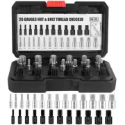 Nut and Bolt Thread 26 Gauges - 14 Inch & 12 Metric, Black Silver