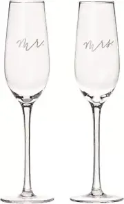 Pearhead Mr. & Mrs. Champagne Flute Set - Wedding Toasting Glasses