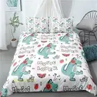 Linen Single/Double/Queen/King Bed Quilt Doona Duvet Cover Set Dinosaur Headset