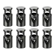 8Pcs Metal Cord Locks, 4.2mm Single Hole Toggle Spring Stop, Metallic Black