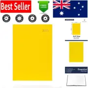 Elegant Yellow A4 Day to Page Diary - Yearly Planner with Ribbon Marker