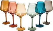 European Style Plastic Crystal, Stemmed Wine Glasses | Set of 6 | Acrylic Tritan Drinkware, Unbreakable Muted Color Shatterproof BPA-Free, Reusable, Floating Pool & Indoor & Outdoor, Hand Wash 15oz