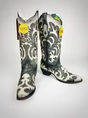 Corral Women’s C3587 Cowhide Black Leather Pointed Toe Western Cowboy Boots 8 M