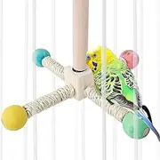 Bird Perches, Rotating Cage Perch Stand, Rotating Interactive Foraging Wooden Chewer for Parakeet Cockatiel Conure Canary Lovebird Pet Pigeon