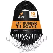 Rubber Bungee Cords with Hooks 10 Pack 31 Inch (54” Max Stretch)