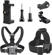 Phone Chest Mount Harness Holder - Action Camera Mount Kit with J Hook - Comfortable Body Cell Phone Stand Kit for Riding, Cycling, Outdoor