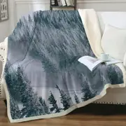 Winter Snowy Mountain Forest Throw Blanket